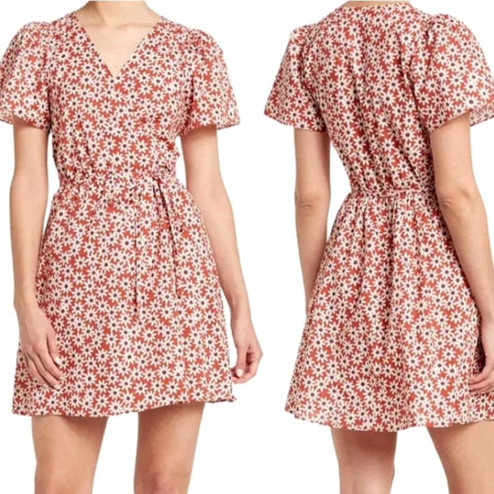 Madewell floral wrap mini dress